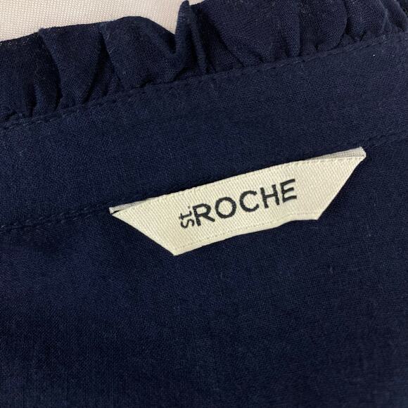 St. Roche Navy Embroidered Poppy Top Small - Picture 7 of 8